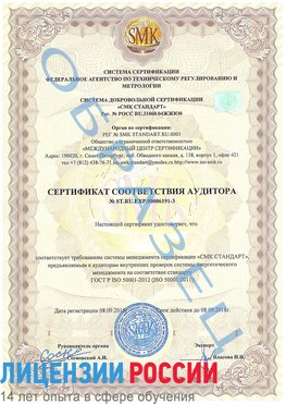Образец сертификата соответствия аудитора №ST.RU.EXP.00006191-3 Цимлянск Сертификат ISO 50001
